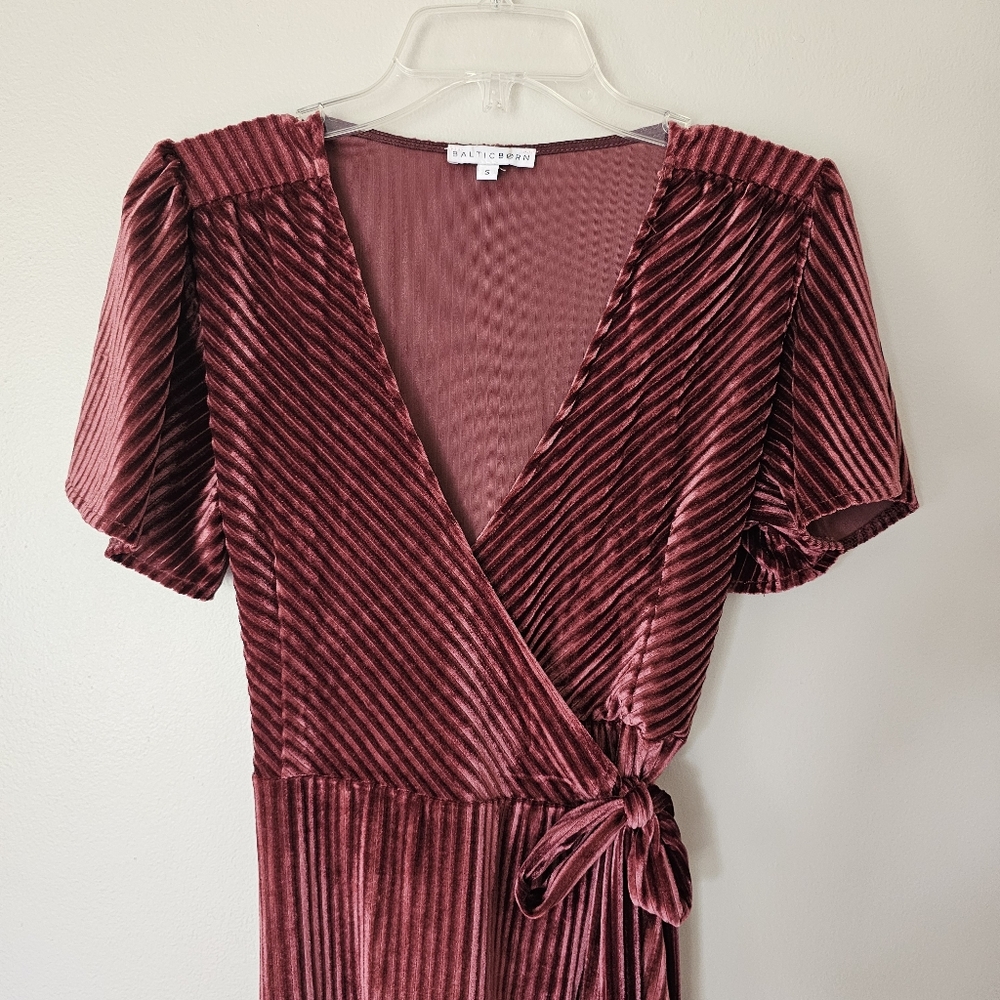 Baltic Born Ribbed Velvet Wrap Belted Maxi Dress Whimsigoth Sz Small - Picture 4 of 12